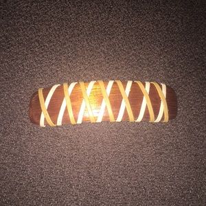 Wood and leather barrette